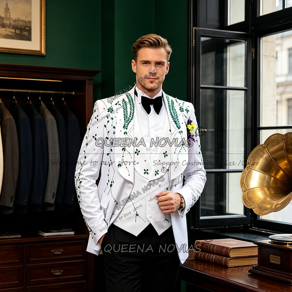 Handmade Beaded Stones Men Suits Groom Tuxedos High-end Customized Wedding Party Male Prom Blazers 3 Piece Sets pantalon homme
Handmade Beaded Stones Men Suits Groom Tuxedos High-end Customized Wedding Party Male Prom Blazers 3 Piece Sets pantalon homme