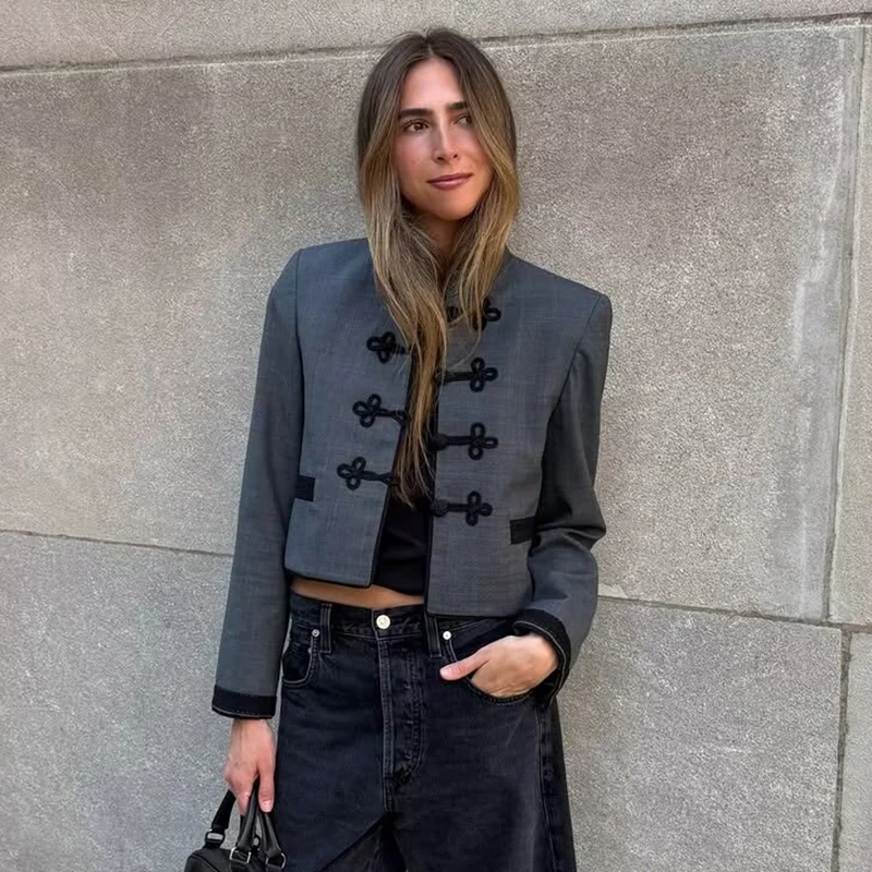 Women's Jacket Spring Autumn Rope Knot Buckle Short Jackets Women Long Sleeves Slim Coats Vintage Female Outerwear Chic Tops
Women's Jacket Spring Autumn Rope Knot Buckle Short Jackets Women Long Sleeves Slim Coats Vintage Female Outerwear Chic Tops