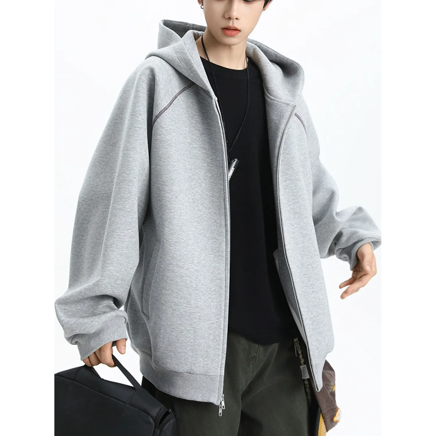 Casual Double Zipper Cardigan Sweater Men's 2026 New Loose Sports Top Men's Hooded Jacket
Casual Double Zipper Cardigan Sweater Men's 2026 New Loose Sports Top Men's Hooded Jacket