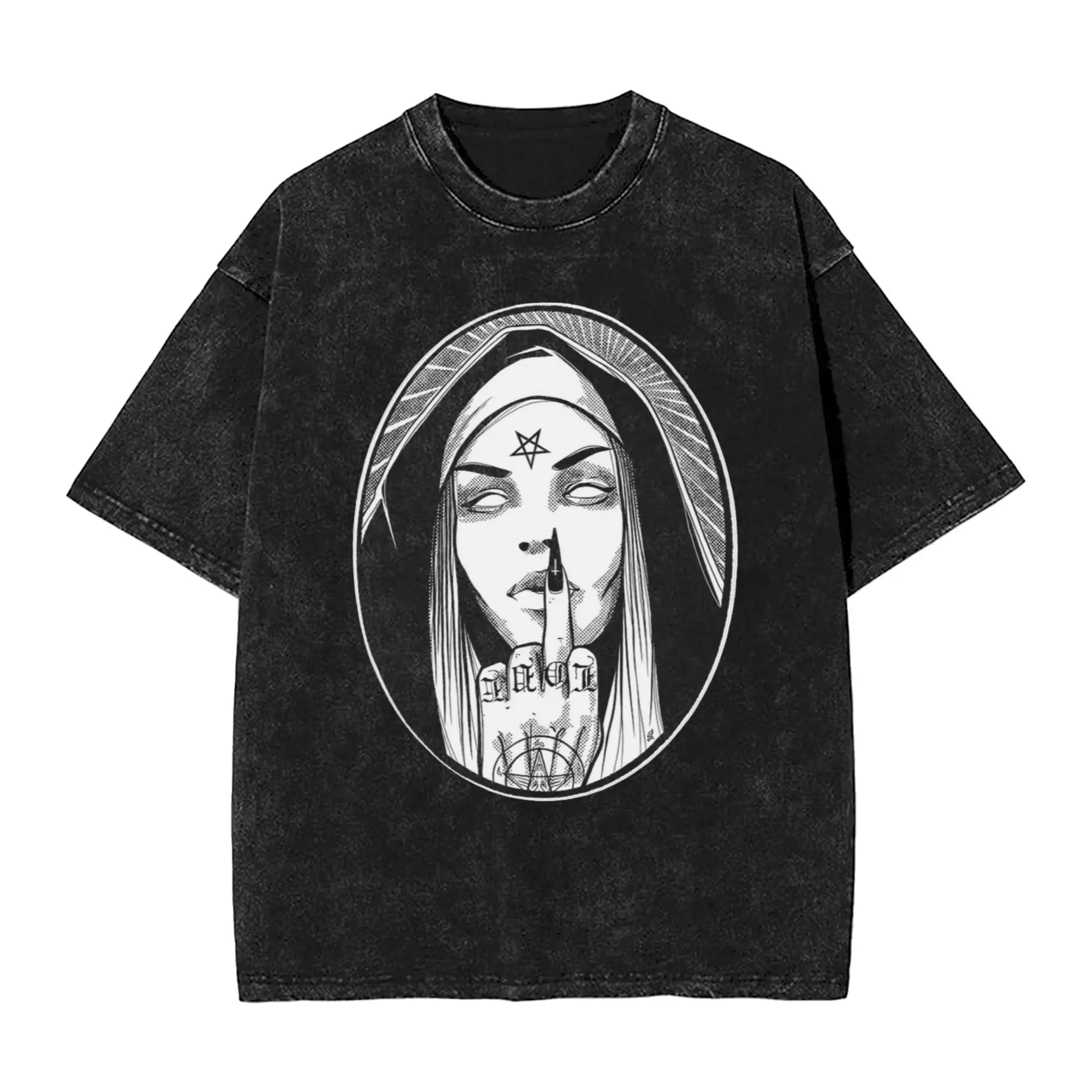 Сексуальная готическая темная мужская футболка Evil Nun, винтажные футболки с короткими рукавами и круглым вырезом, хлопковая одежда больших размеров
Сексуальная готическая темная мужская футболка Evil Nun, винтажные футболки с короткими рукавами и круглым вырезом, хлопковая одежда больших размеров