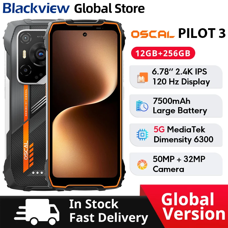 Blackview Oscal PILOT 3 Rugged Phone 5G MediaTek Dimensity 6300 6.78-inch 2.4K IPS 120Hz Display 50MP 7500mAh NFC Cellphone
Blackview Oscal PILOT 3 Rugged Phone 5G MediaTek Dimensity 6300 6.78-inch 2.4K IPS 120Hz Display 50MP 7500mAh NFC Cellphone