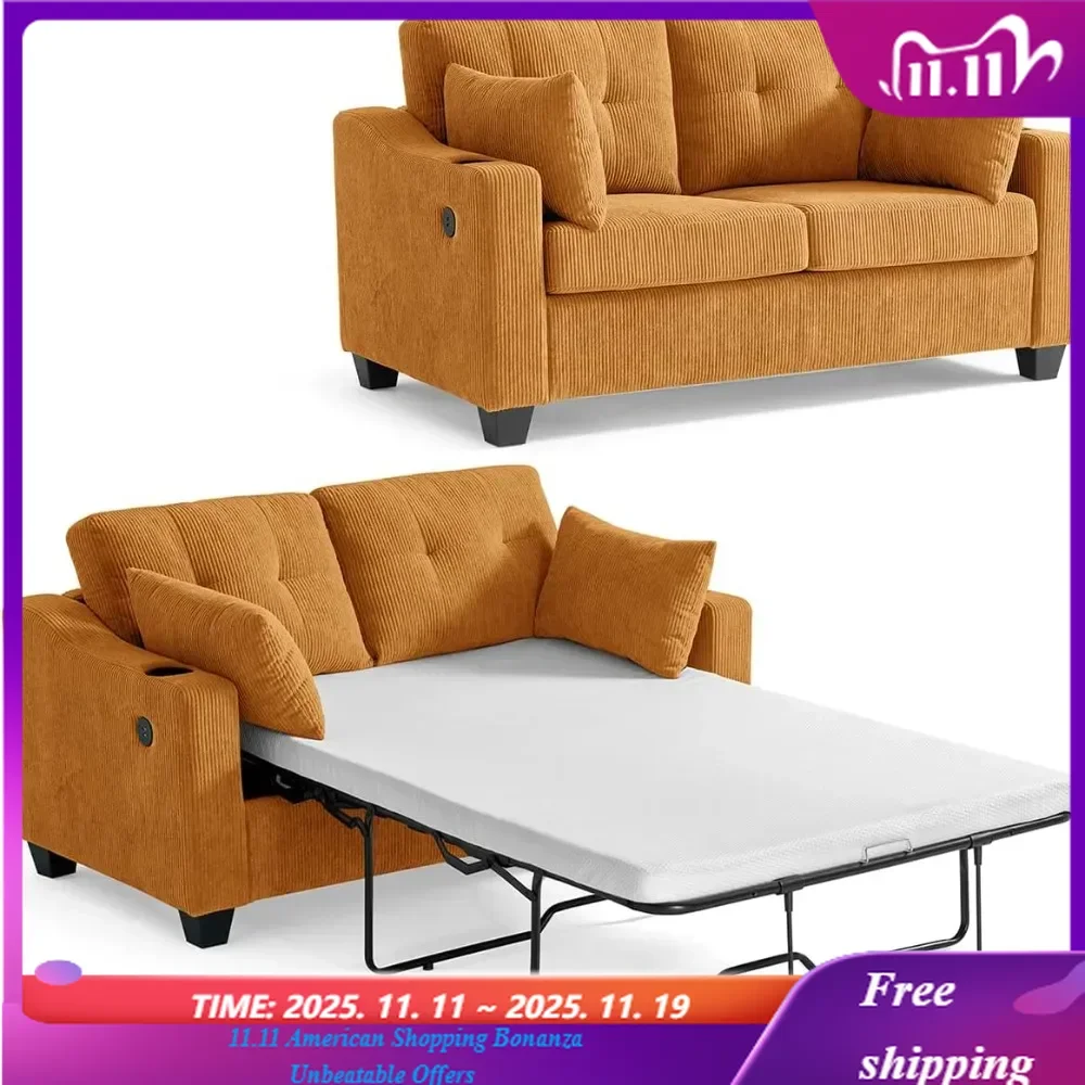 Full Size Convertible Corduroy Couch Sofa Bed with USB Charging 2-in-1 Living Room Sleeper with Storage Coffee Table Brown/Gray
Full Size Convertible Corduroy Couch Sofa Bed with USB Charging 2-in-1 Living Room Sleeper with Storage Coffee Table Brown/Gray