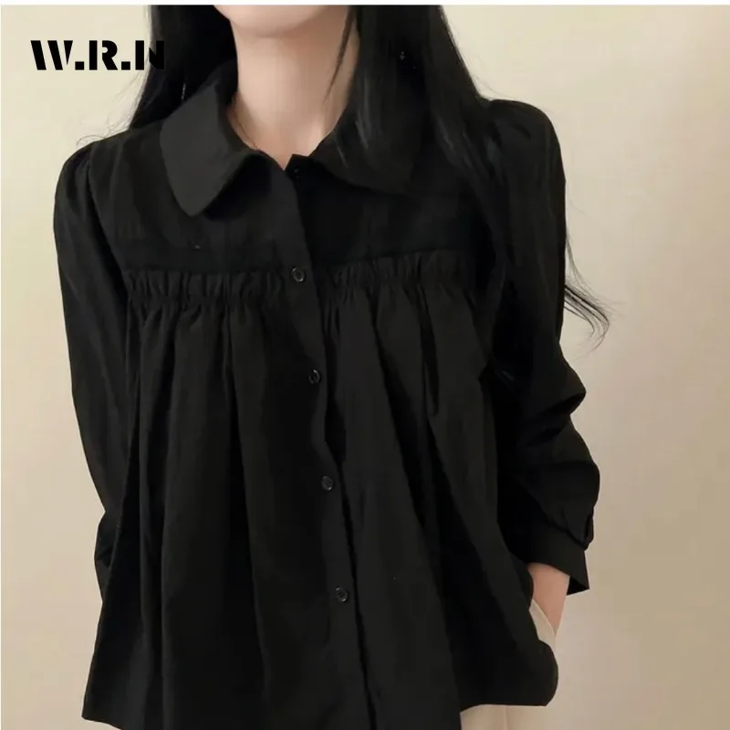 Korean Vintage Casual Style Turn-down Collar Solid Color Blouses 2024 Spring Women Chic Single Breasted Long Sleeve Black Shirts
Korean Vintage Casual Style Turn-down Collar Solid Color Blouses 2024 Spring Women Chic Single Breasted Long Sleeve Black Shirts