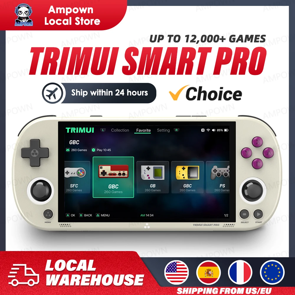 Trimui Smart Pro Handheld Game Console 4.96'' IPS Screen Linux System Joystick RGB Lighting Trimui Retro Video Game Console Gift
Trimui Smart Pro Handheld Game Console 4.96'' IPS Screen Linux System Joystick RGB Lighting Trimui Retro Video Game Console Gift