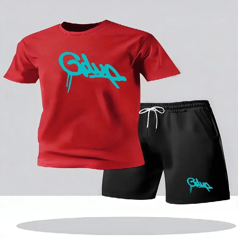 Youth Men's Fashionable Casual Sports Two-Piece Set Print Summer Short-Sleeved T-Shirt And Shorts Ensemble
Youth Men's Fashionable Casual Sports Two-Piece Set Print Summer Short-Sleeved T-Shirt And Shorts Ensemble