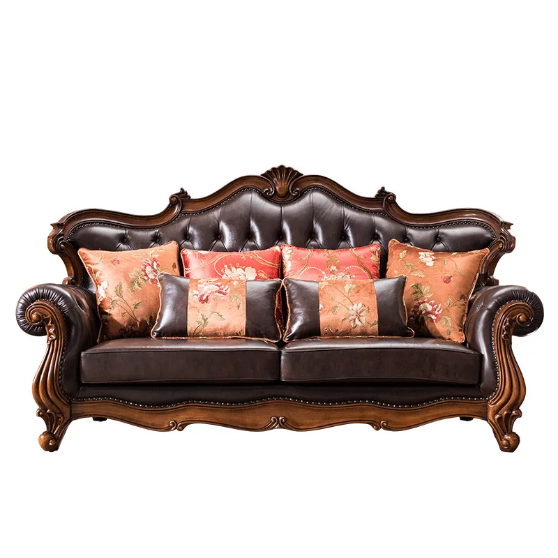 All solid wood leather sofa combination European furniture living room large apartment
All solid wood leather sofa combination European furniture living room large apartment