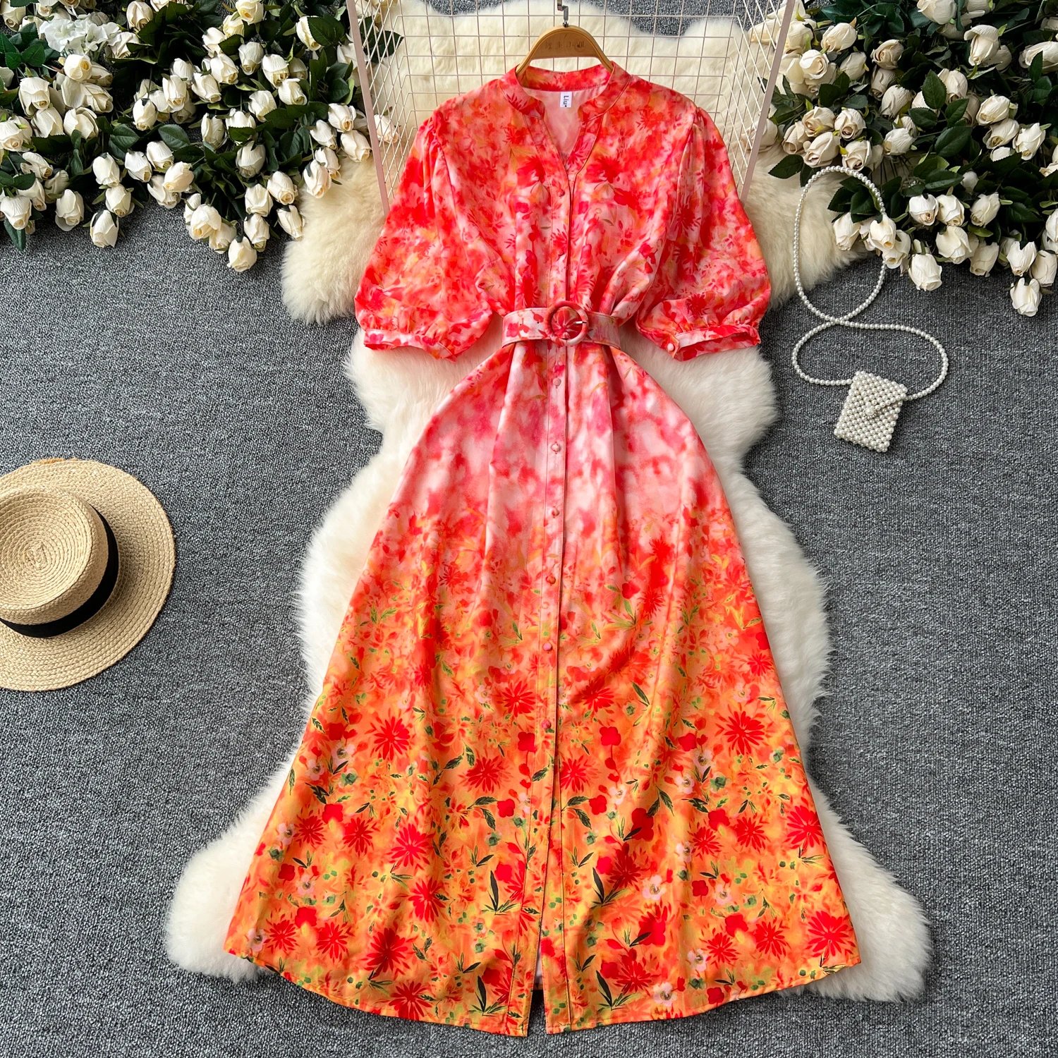Sexy puff sleeve loose Single Breasted Dress A-line Chic Casual Beach Vacation Women Summer print dresses
Sexy puff sleeve loose Single Breasted Dress A-line Chic Casual Beach Vacation Women Summer print dresses