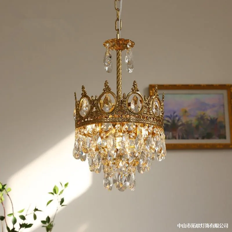 Postmodern retro French all-copper crystal chandelier crown bedroom bedside entrance living room cloakroom eye protection
Postmodern retro French all-copper crystal chandelier crown bedroom bedside entrance living room cloakroom eye protection