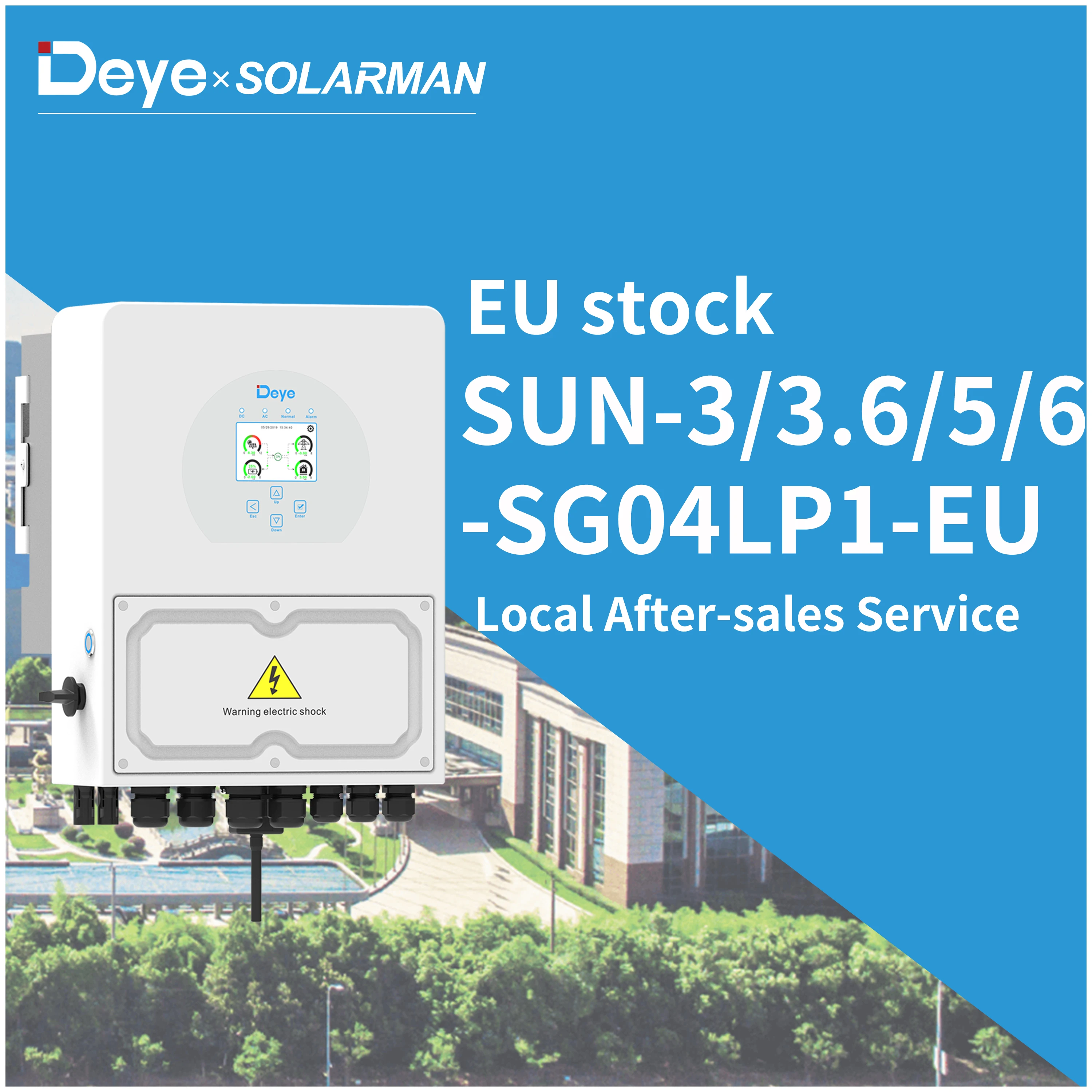 Однофазный Гибридный солнечный инвертор Deye SUN-3/3,6/5/6K-SG04LP1-EU с аккумулятором LV
Однофазный Гибридный солнечный инвертор Deye SUN-3/3,6/5/6K-SG04LP1-EU с аккумулятором LV