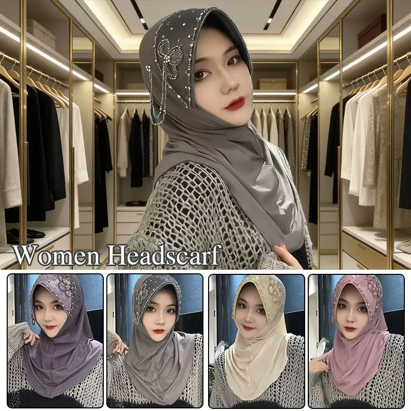 Women Hijab Scarf Head Wrap Beaded Headscarf Muslim Caps Lady Ramadan Foulard Hat Islam Turban Malaysian Headscarf
Women Hijab Scarf Head Wrap Beaded Headscarf Muslim Caps Lady Ramadan Foulard Hat Islam Turban Malaysian Headscarf