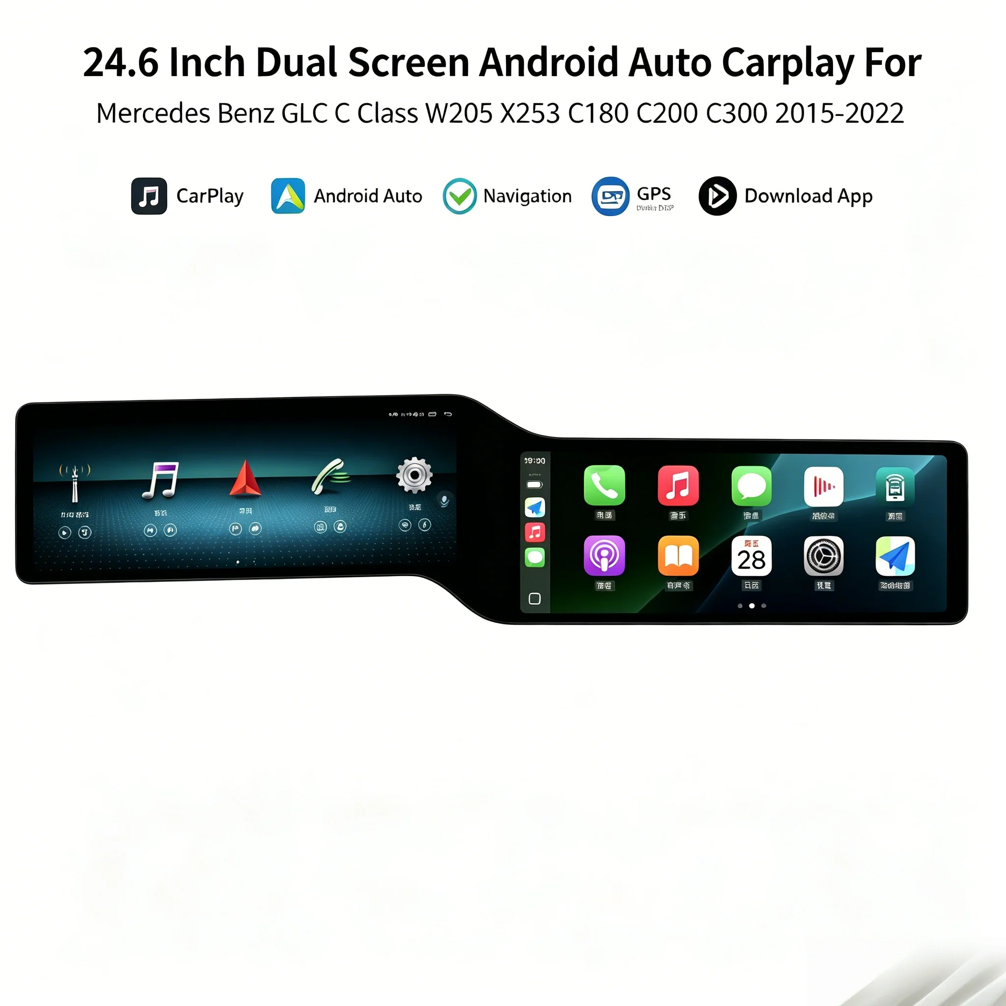 R 24.6" Dual Screen Android Auto Carplay For Mercedes Benz GLC C Class W205 X253 C180 C200 C300 2015-2022 GPS Navi Head Unit
R 24.6" Dual Screen Android Auto Carplay For Mercedes Benz GLC C Class W205 X253 C180 C200 C300 2015-2022 GPS Navi Head Unit