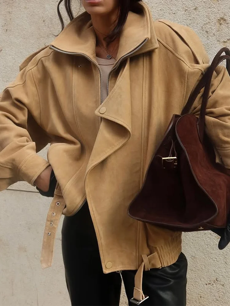 Retro Lapel Zipper Lace Up Coat Woman Long Sleeves Solid Color Waist Cinching Jacket Casual Street Versatile Women's New Jackets
Retro Lapel Zipper Lace Up Coat Woman Long Sleeves Solid Color Waist Cinching Jacket Casual Street Versatile Women's New Jackets