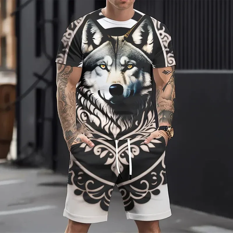 Funny 3D Lion Print Men's Short Sleeve T-Shirts Sets Summer Casual O-neck Tops +Shorts 2 Piece Fashion Wolf Pattern Loose Outfit
Funny 3D Lion Print Men's Short Sleeve T-Shirts Sets Summer Casual O-neck Tops +Shorts 2 Piece Fashion Wolf Pattern Loose Outfit