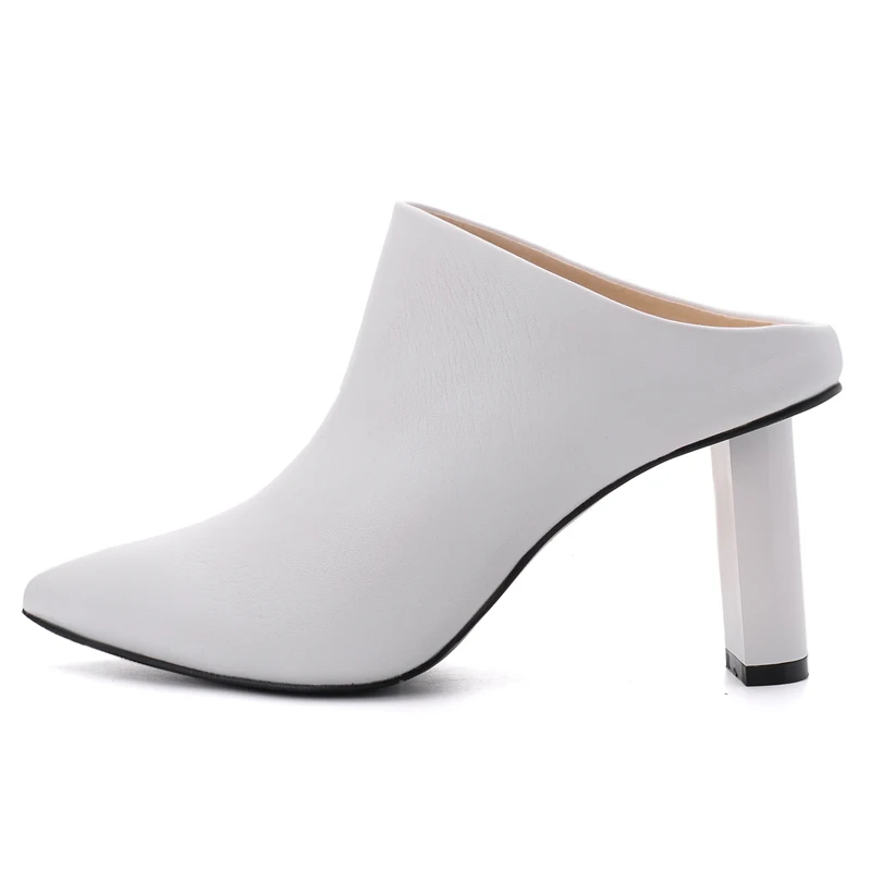 Pointed Toe Chunky Heel Leather Sandals Black/White Closed Toe Mules Slip On Casual Slippers Elegant Footwear Women Shoes
Pointed Toe Chunky Heel Leather Sandals Black/White Closed Toe Mules Slip On Casual Slippers Elegant Footwear Women Shoes