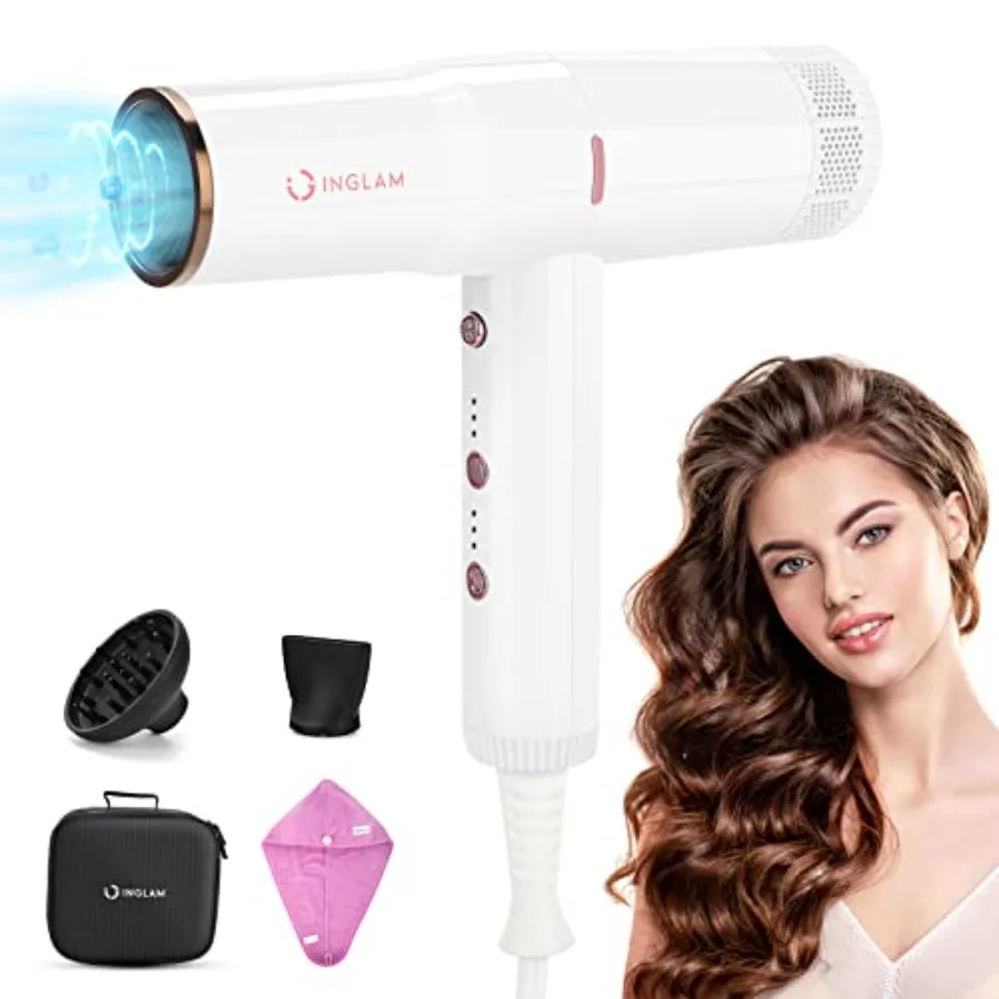 Professional hair dryer with diffuser for salon use, ceramic-coated metal body in matte black, ultra-quiet brushless motor, neg
Professional hair dryer with diffuser for salon use, ceramic-coated metal body in matte black, ultra-quiet brushless motor, neg
