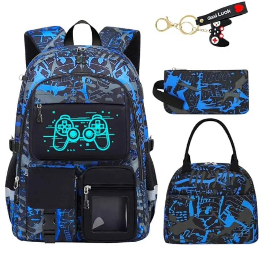 School Backpack for Boys - 4pcs Gamer Boys Backpack with Lunch Box Set for Teens Elementary Middle High School - 18" Large Capa
School Backpack for Boys - 4pcs Gamer Boys Backpack with Lunch Box Set for Teens Elementary Middle High School - 18" Large Capa