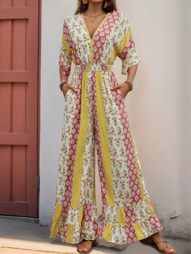 Women's Sexy Casual Bodysuit 2025 Spring Summer Latest Bohemian Style Printed Retro Waist Cinched High Waisted Jumpsuit Pants
Women's Sexy Casual Bodysuit 2025 Spring Summer Latest Bohemian Style Printed Retro Waist Cinched High Waisted Jumpsuit Pants