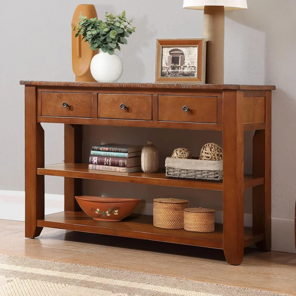 Farmhouse Entryway Long Console Table with 3 Storage Drawers and 2 Lower Shelves, Entry Hallway Foyer Sofa Table
Farmhouse Entryway Long Console Table with 3 Storage Drawers and 2 Lower Shelves, Entry Hallway Foyer Sofa Table