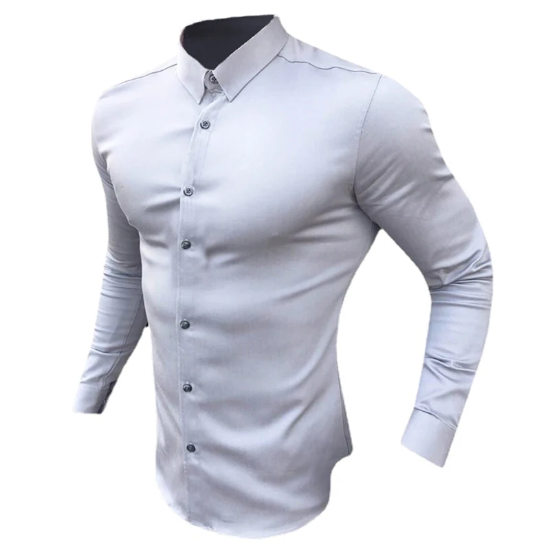 Plain Men's Fitness Micro-bomb Long Sleeve Slim Breathable Muscle T-Shirts High Quality Fashion Turn Down Collar Business Shirts
Plain Men's Fitness Micro-bomb Long Sleeve Slim Breathable Muscle T-Shirts High Quality Fashion Turn Down Collar Business Shirts