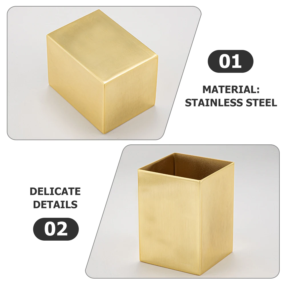Stainless Steel Pen Holder Square Desktop Organizer Golden Portable Pens Pencils Makeup Brushes Storage Cup Accessories
Stainless Steel Pen Holder Square Desktop Organizer Golden Portable Pens Pencils Makeup Brushes Storage Cup Accessories