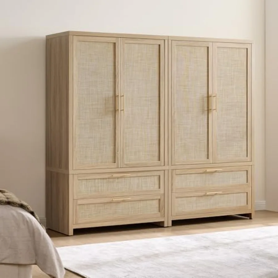 Larger Armoire Wardrobe Closet, 71" Tall Rattan Freestanding Wardrobe Closet Cabinet with Storage and 2 Drawers, Boho Armoire C
Larger Armoire Wardrobe Closet, 71" Tall Rattan Freestanding Wardrobe Closet Cabinet with Storage and 2 Drawers, Boho Armoire C