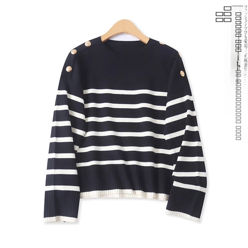 Bla White Striped Loose Long Sve круглый трикотаж Ne с декоративными пуговицами для женщин, осенний новый универсальный повседневный трикотаж...
Bla White Striped Loose Long Sve круглый трикотаж Ne с декоративными пуговицами для женщин, осенний новый универсальный повседневный трикотаж...