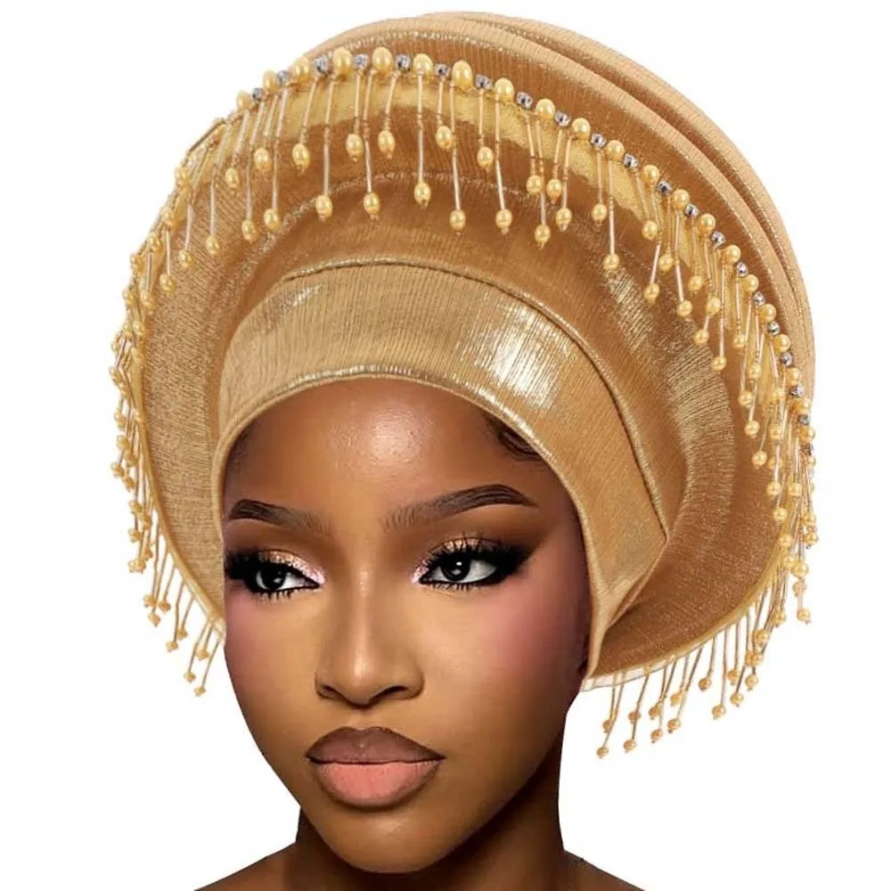 Pleated Bonnet Structured Auto Gele Layered Pre-tied Beaded Headtie Handmade Metallic Fringe Headwrap Prom Queen
Pleated Bonnet Structured Auto Gele Layered Pre-tied Beaded Headtie Handmade Metallic Fringe Headwrap Prom Queen