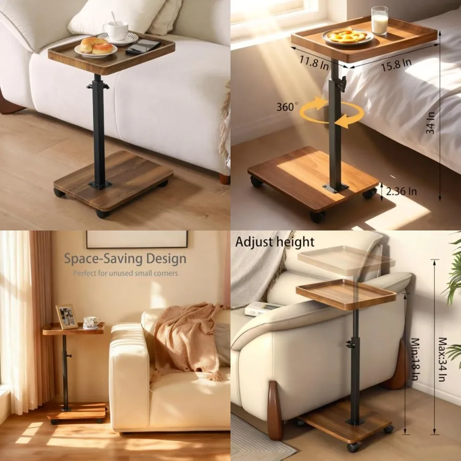 Adjustable Height Couch Tables that Slide Under Sofa, 360° Swivel Modern Tv Tray Table with Wheel, C Shaped End Table for Couch
Adjustable Height Couch Tables that Slide Under Sofa, 360° Swivel Modern Tv Tray Table with Wheel, C Shaped End Table for Couch