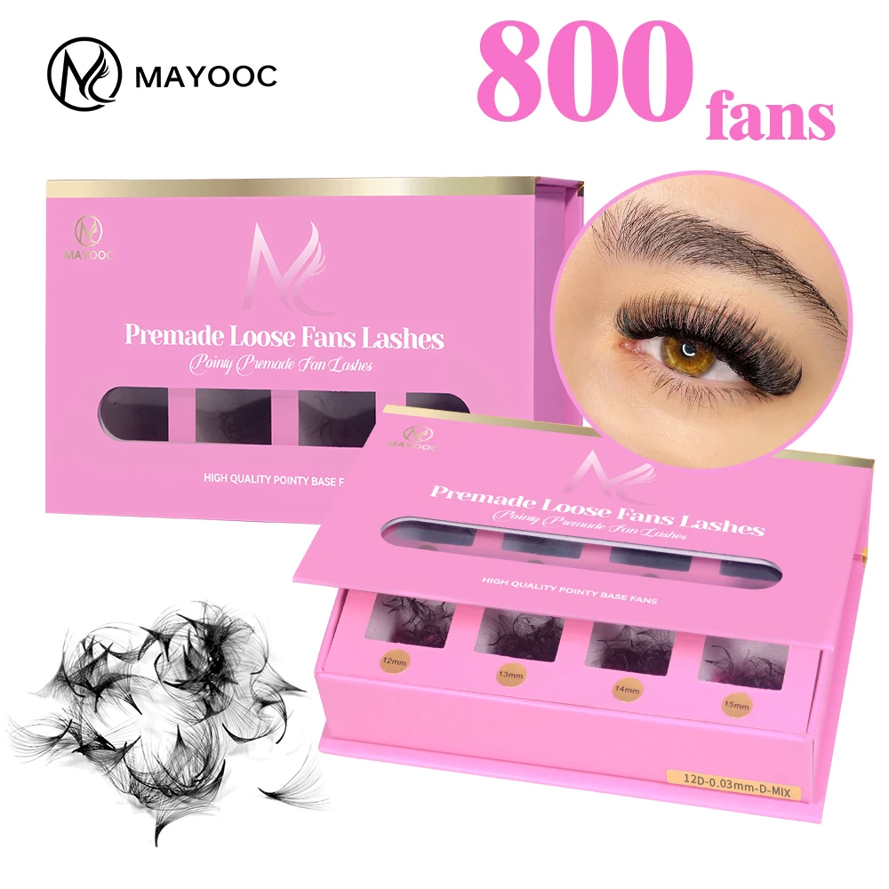 MAYOOC 800fans Pointy Base Loose Fans 3D-30D 8 in 1 Professional Russian Premade Volume Fans Eyelash Extensions custom logo
MAYOOC 800fans Pointy Base Loose Fans 3D-30D 8 in 1 Professional Russian Premade Volume Fans Eyelash Extensions custom logo