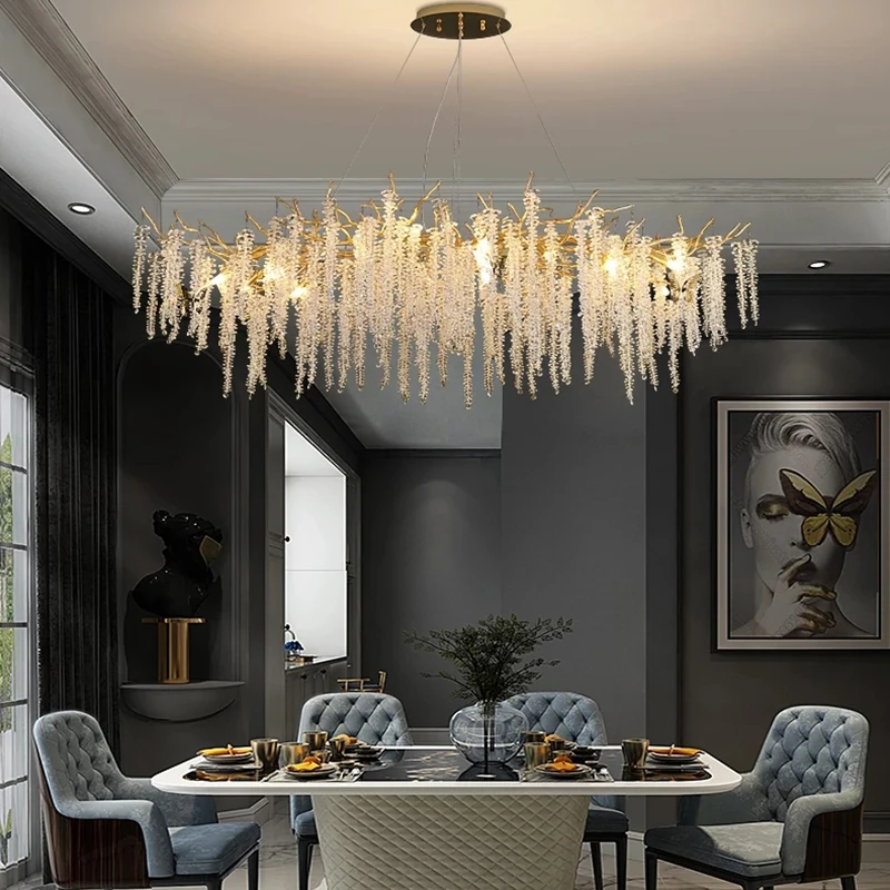 Luxury New Modern G9 Led Crystal Weeping Willow Branch Chandelier Gold Tassels Pendant Light Home Decor Ceiling Lamp
Luxury New Modern G9 Led Crystal Weeping Willow Branch Chandelier Gold Tassels Pendant Light Home Decor Ceiling Lamp