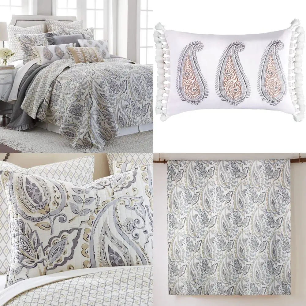 Levtex Tamsin Grey Paisley Quilt Set for Full/Queen Bed with Two Standard Pillow Shams in Grey Taupe and Off-White
Levtex Tamsin Grey Paisley Quilt Set for Full/Queen Bed with Two Standard Pillow Shams in Grey Taupe and Off-White