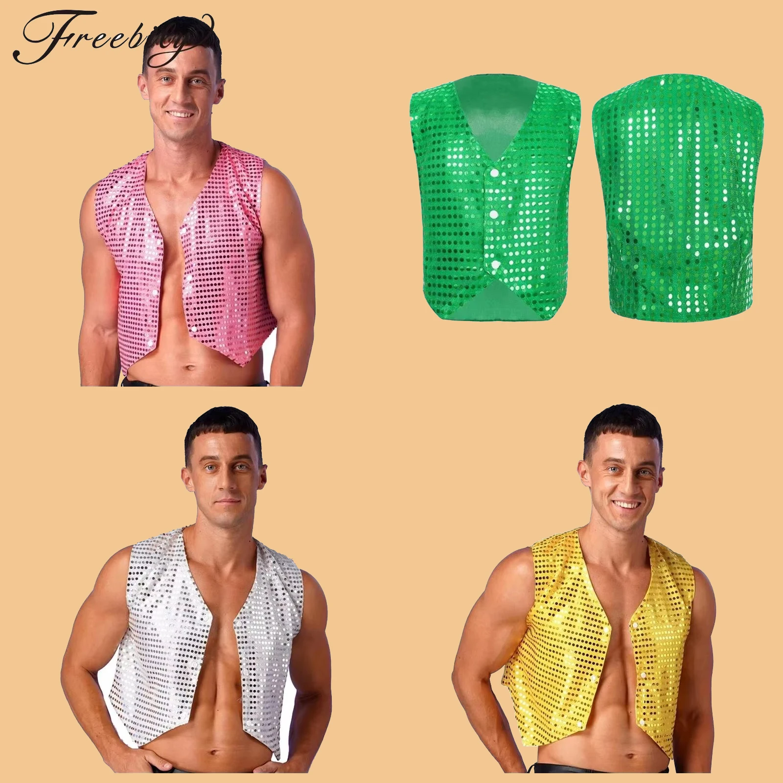 Fashion Men's Waistcoat Glittery Sequined Vests Sleeveless Tank Top Streetwear Dance Rave Costume Festival Hip Hop Waistcoats
Fashion Men's Waistcoat Glittery Sequined Vests Sleeveless Tank Top Streetwear Dance Rave Costume Festival Hip Hop Waistcoats
