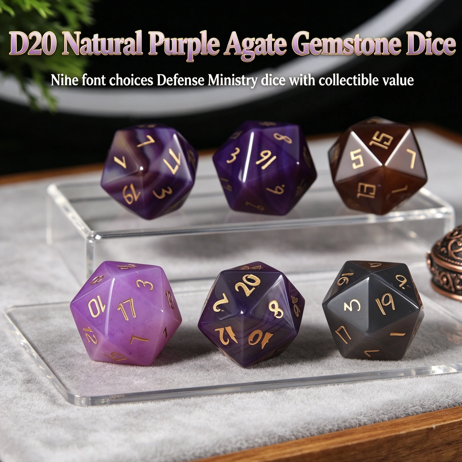 D20 Natural Purple Agate Gemstone Used for DND/RPG Desktop Games Polyhedral Dice 9 Types Font Options Advanced Accessories Gifts
D20 Natural Purple Agate Gemstone Used for DND/RPG Desktop Games Polyhedral Dice 9 Types Font Options Advanced Accessories Gifts