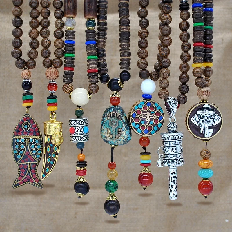 Vintage Wood Beads Turquoise Tibetan Nepal Style Pendant Long Sweater Chain Necklaces for Women Girls Men Retro Jewelry Gift
Vintage Wood Beads Turquoise Tibetan Nepal Style Pendant Long Sweater Chain Necklaces for Women Girls Men Retro Jewelry Gift