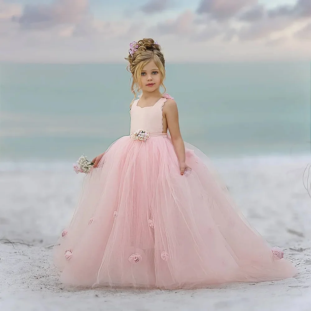 Pink Flower Girls Dresses For Wedding Lace Applique Tulle Puffy Sleeveless Princess Birthday Party First Communion Ball Gown
Pink Flower Girls Dresses For Wedding Lace Applique Tulle Puffy Sleeveless Princess Birthday Party First Communion Ball Gown