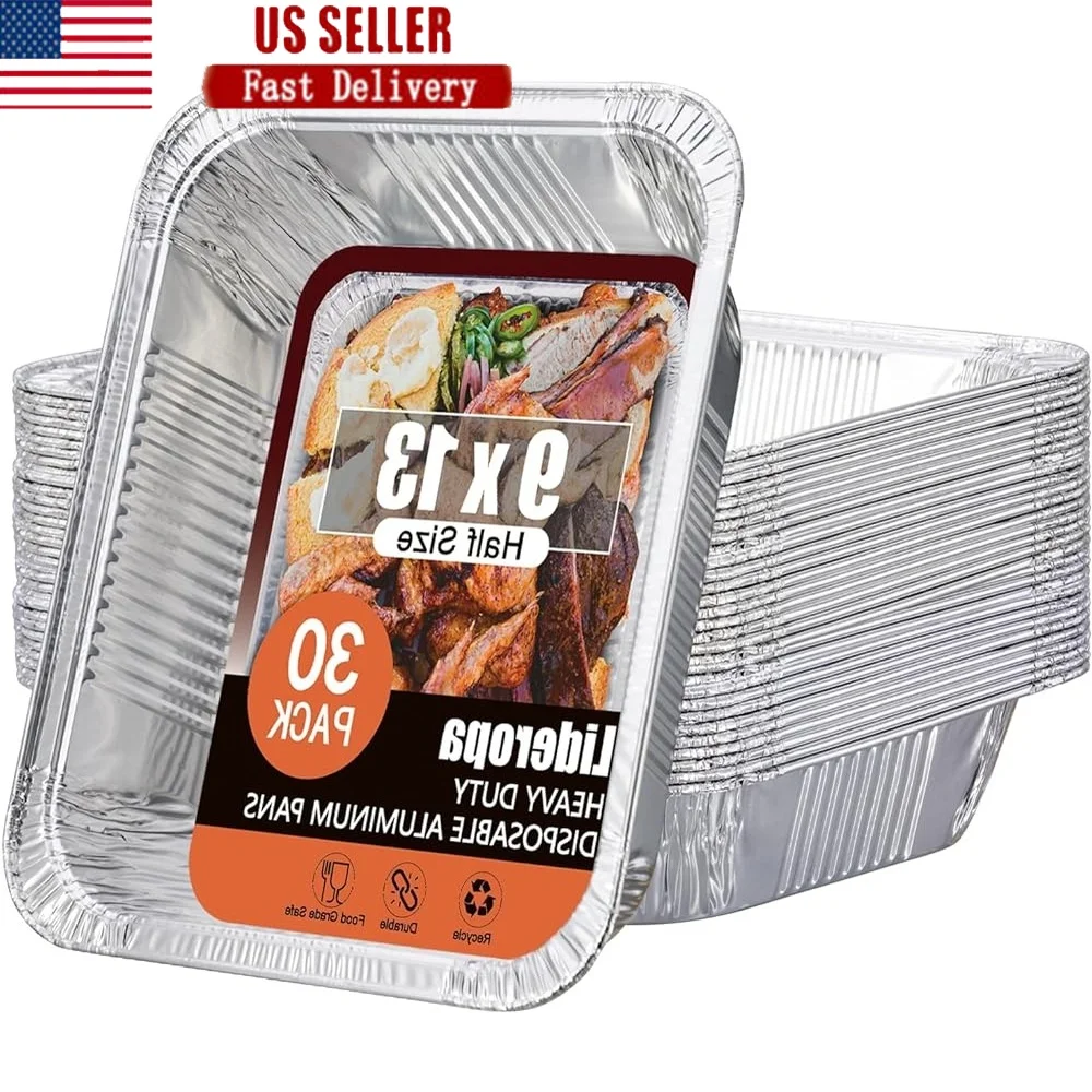 30 Pack Aluminum Pans Heavy Duty Disposable Leak Resistant Foil Baking Roasting Cooking Prep Freezer Oven Grill Safe
30 Pack Aluminum Pans Heavy Duty Disposable Leak Resistant Foil Baking Roasting Cooking Prep Freezer Oven Grill Safe