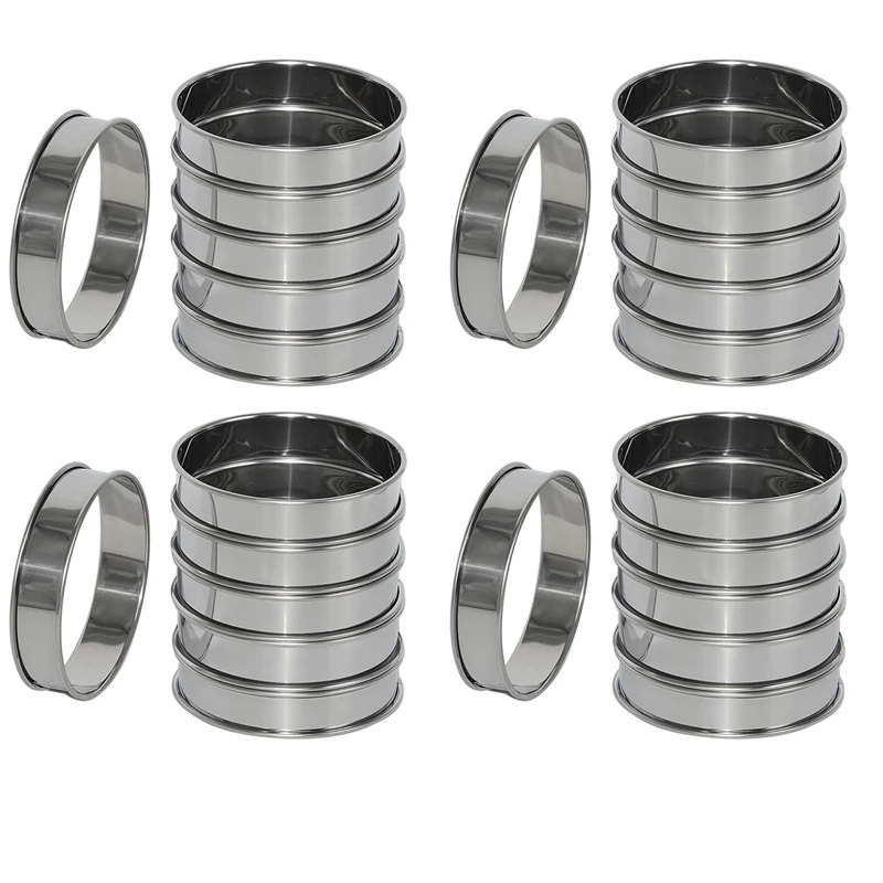 18 Pack 4 Inch Double Rolled English Muffin Rings, Stainless Steel Crumpet Rings, Tart Rings, Round
18 Pack 4 Inch Double Rolled English Muffin Rings, Stainless Steel Crumpet Rings, Tart Rings, Round