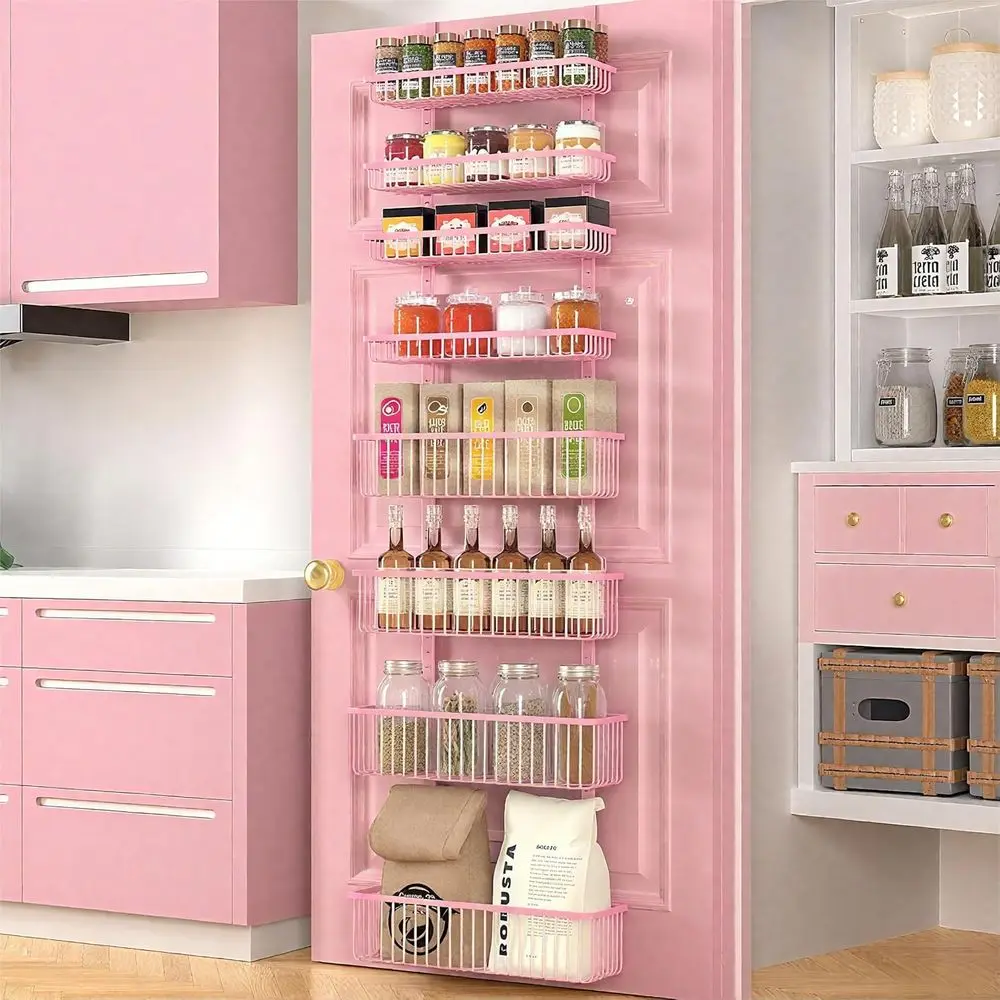 Over-the-Door Pantry Organizer in Pink, Kitchen Storage Rack, Hanging Wall Spice Holders, Laundry & Bathroom Accessory
Over-the-Door Pantry Organizer in Pink, Kitchen Storage Rack, Hanging Wall Spice Holders, Laundry & Bathroom Accessory