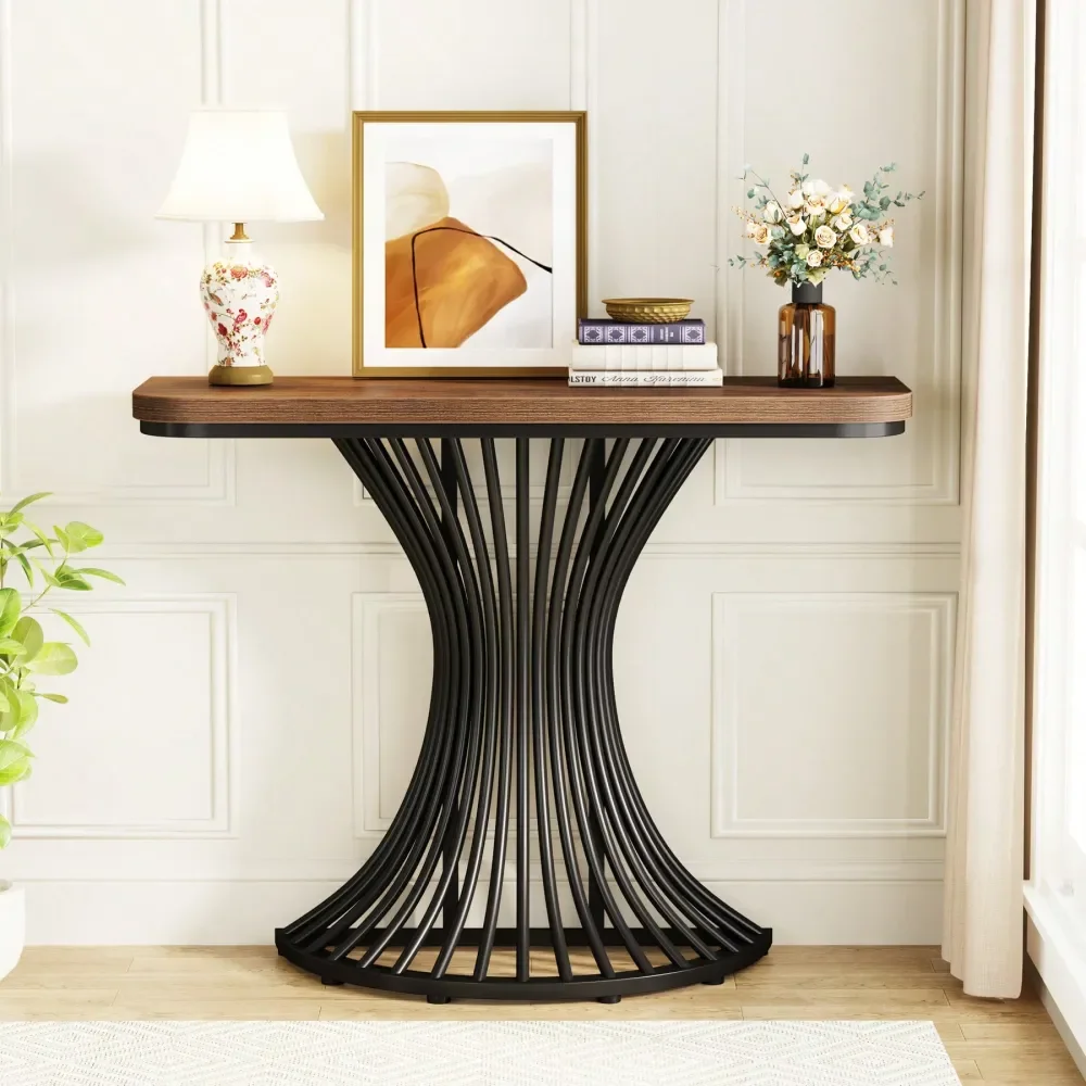 Console Table, Industrial Entryway Table With Geometric Metal Base, 39Inch Small Sofa Accent Table For Entrance, Living Room, H
Console Table, Industrial Entryway Table With Geometric Metal Base, 39Inch Small Sofa Accent Table For Entrance, Living Room, H