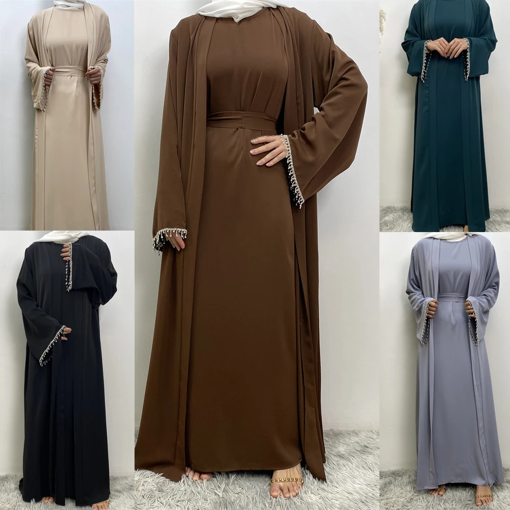 Women Open Abaya Kaftan Dubai Turkey 2 Piece Muslim's Set Luxury Islam Robe African Dress Kimono Morocco Clothing Caftan Fashion
Women Open Abaya Kaftan Dubai Turkey 2 Piece Muslim's Set Luxury Islam Robe African Dress Kimono Morocco Clothing Caftan Fashion