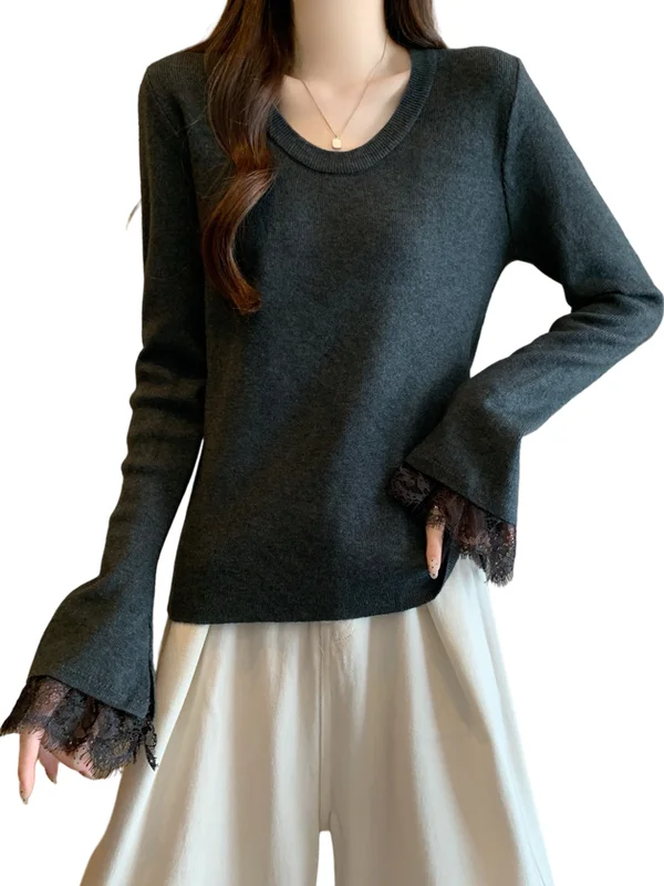plus Size Knitted Sweater U-Ne Bell Sve Lace Patchwork Women's Faion Korean Sle High Waist Long Sve Inner Wear Top
plus Size Knitted Sweater U-Ne Bell Sve Lace Patchwork Women's Faion Korean Sle High Waist Long Sve Inner Wear Top