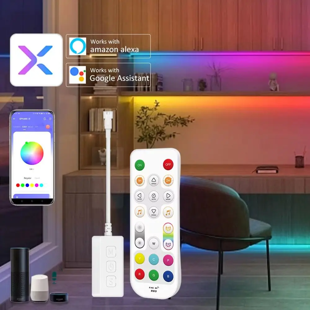 WiFi RGBIC LED Controller For WS2812B WS2811 Addressable Pixel RGB LED Strip Single Output Alexa Smart Voice APP Control SP548E
WiFi RGBIC LED Controller For WS2812B WS2811 Addressable Pixel RGB LED Strip Single Output Alexa Smart Voice APP Control SP548E