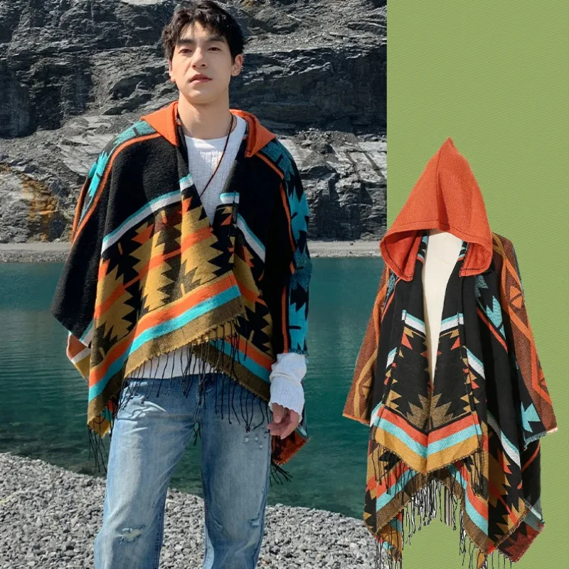 Tourism Cloak Male Hooded Warmth Scarf Warmth Shawl Capes Print Tassels Jacket Men Poncho Outwear Big Size Pashmina
Tourism Cloak Male Hooded Warmth Scarf Warmth Shawl Capes Print Tassels Jacket Men Poncho Outwear Big Size Pashmina