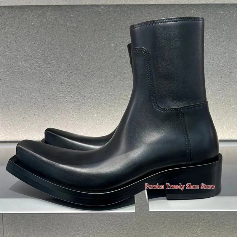 Square Toe Thick Heel Knight Boots for Men Women Retro Black Leather Thick Soled Zipper Chelsea Boots Trendy Male Causal Shoes
Square Toe Thick Heel Knight Boots for Men Women Retro Black Leather Thick Soled Zipper Chelsea Boots Trendy Male Causal Shoes