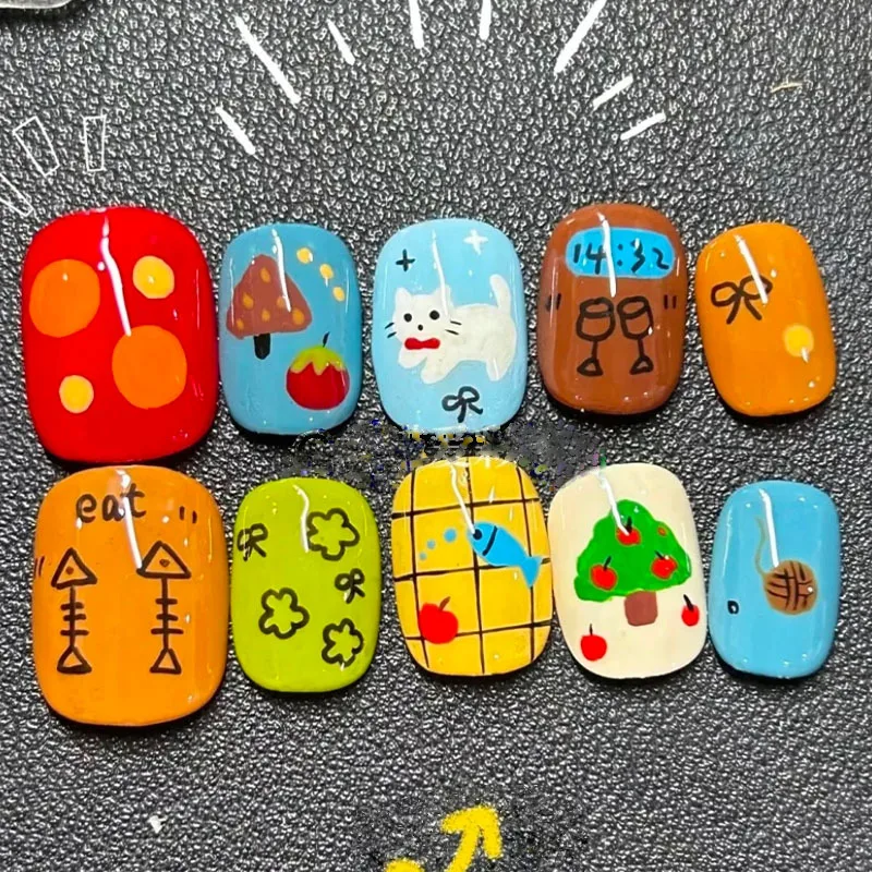 30pcs Fake Nails Fall/Winter New Hit Cute Cartoon Design Brightening Short Bean Shape Press-On Nail Tips Perfect Gift for Girls
30pcs Fake Nails Fall/Winter New Hit Cute Cartoon Design Brightening Short Bean Shape Press-On Nail Tips Perfect Gift for Girls
