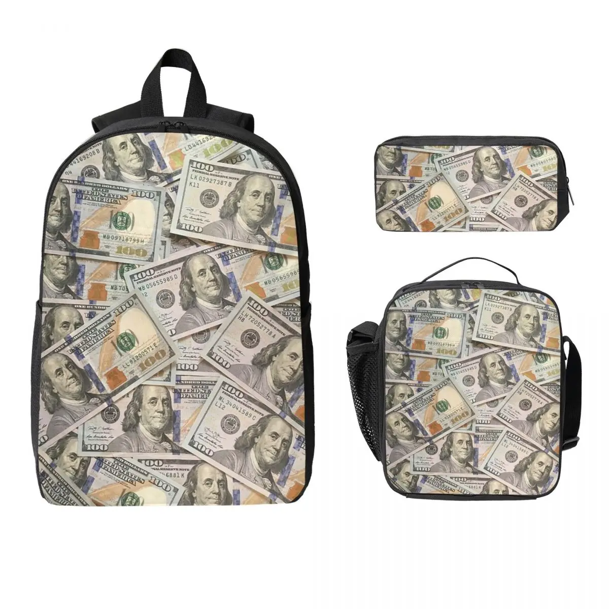 New Hundred Dollar Bills Money Attraction Backpack Student BookBag School Bag Shoulder Bags 3ps Insulated Lunch Bag Pencil Case
New Hundred Dollar Bills Money Attraction Backpack Student BookBag School Bag Shoulder Bags 3ps Insulated Lunch Bag Pencil Case