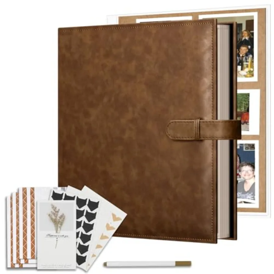 13x11 Inch 3 Ring DIY Scrapbook Album Gift Set, Faux Leather Cover Blank Scrapbooks Photobook with 30 Plastic Sleeves 60 Kraft
13x11 Inch 3 Ring DIY Scrapbook Album Gift Set, Faux Leather Cover Blank Scrapbooks Photobook with 30 Plastic Sleeves 60 Kraft