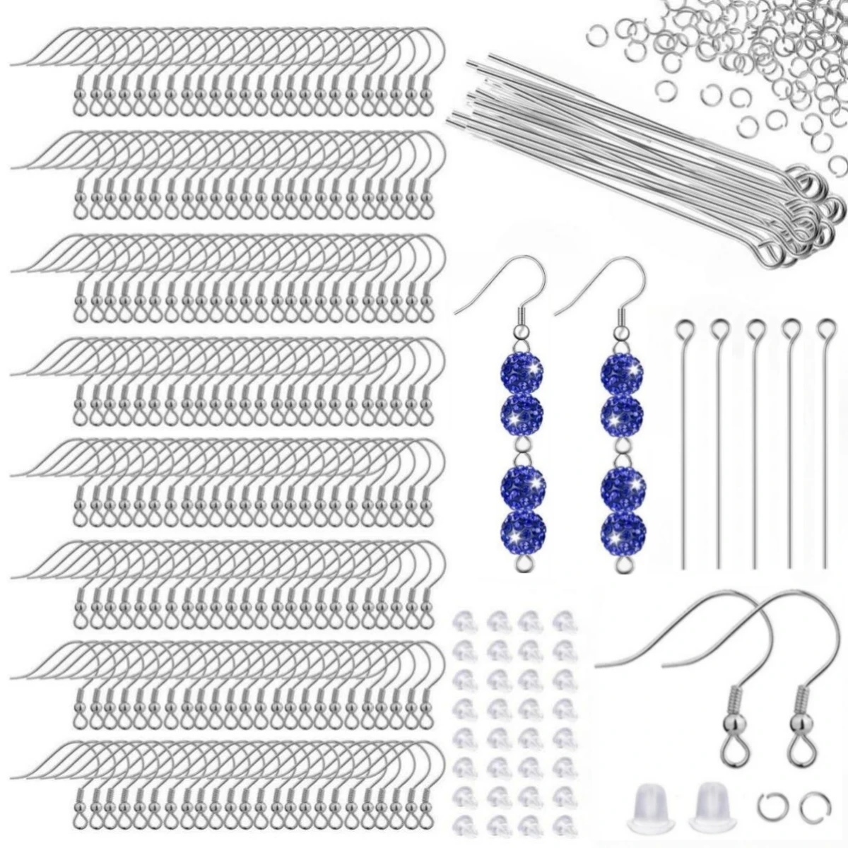 200pcs Stainless Steel Hypoallergenic Earring Hooks, Eye Pins Kit for Earring Making, with Jump Rings and Earring Backs
200pcs Stainless Steel Hypoallergenic Earring Hooks, Eye Pins Kit for Earring Making, with Jump Rings and Earring Backs
