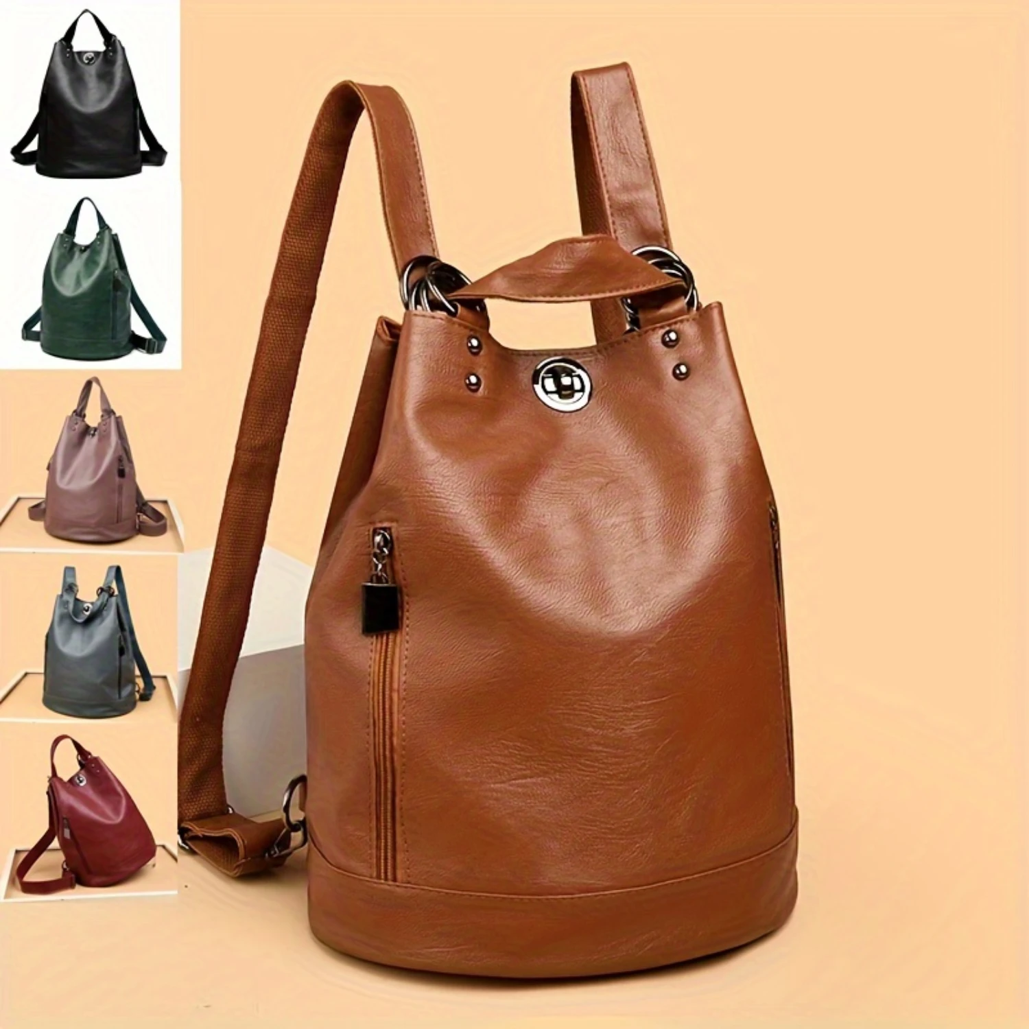 Elegant PU Leather Daypack Secure Turn-Lock, Spacious & Versatile, Perfect Chic Backpack for Modern Women
Elegant PU Leather Daypack Secure Turn-Lock, Spacious & Versatile, Perfect Chic Backpack for Modern Women