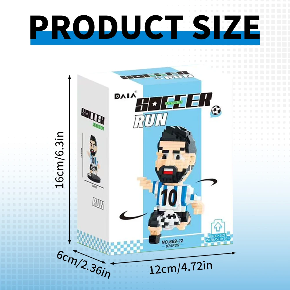 Набор строительных блоков «Звезда футбола», 674 детали, 3D-модель футболиста из мини-кирпичиков, коллекционный настольный декор, подарок для фанатов
Набор строительных блоков «Звезда футбола», 674 детали, 3D-модель футболиста из мини-кирпичиков, коллекционный настольный декор, подарок для фанатов